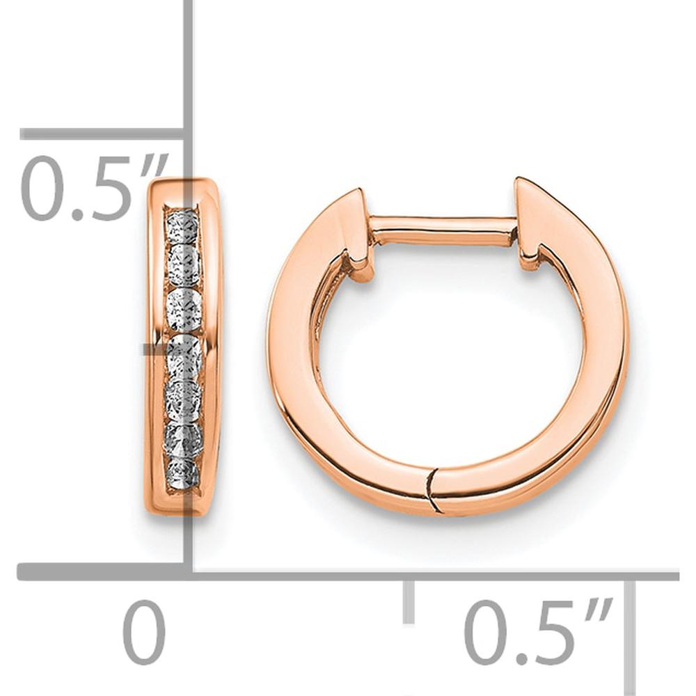 10K Rose Gold Polished Diamond Hinged Hoop Earrings with Channel Set Diamonds - 0.30 Carat Total Diamond Weight by Oro Pregiato