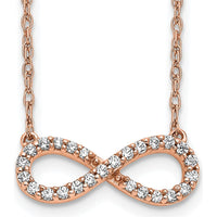 10K Rose Gold Polished Diamond Infinity Symbol Necklace - 0.25 Carat Total Diamond Weight by Oro Pregiato