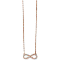 10K Rose Gold Polished Diamond Infinity Symbol Necklace - 0.25 Carat Total Diamond Weight by Oro Pregiato