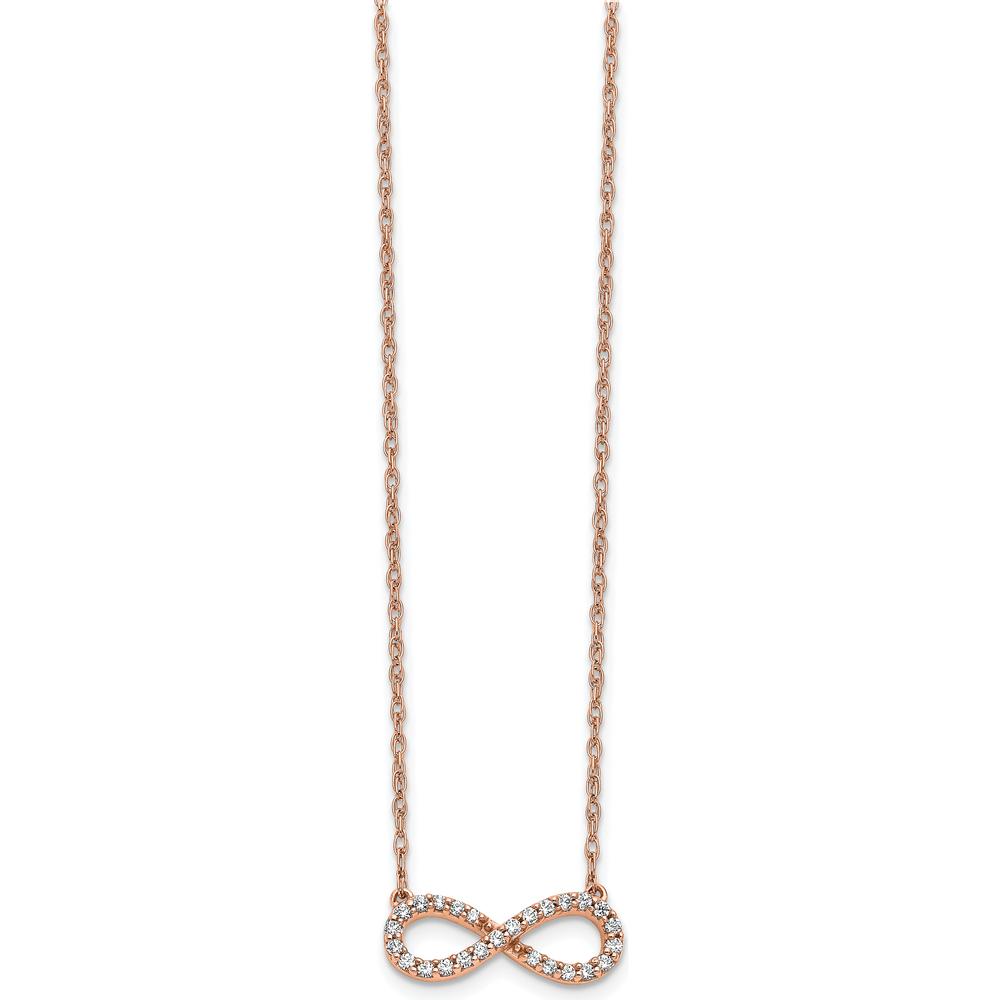 10K Rose Gold Polished Diamond Infinity Symbol Necklace - 0.25 Carat Total Diamond Weight by Oro Pregiato