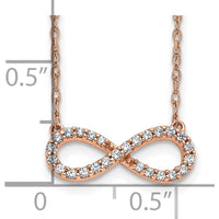 10K Rose Gold Polished Diamond Infinity Symbol Necklace - 0.25 Carat Total Diamond Weight by Oro Pregiato