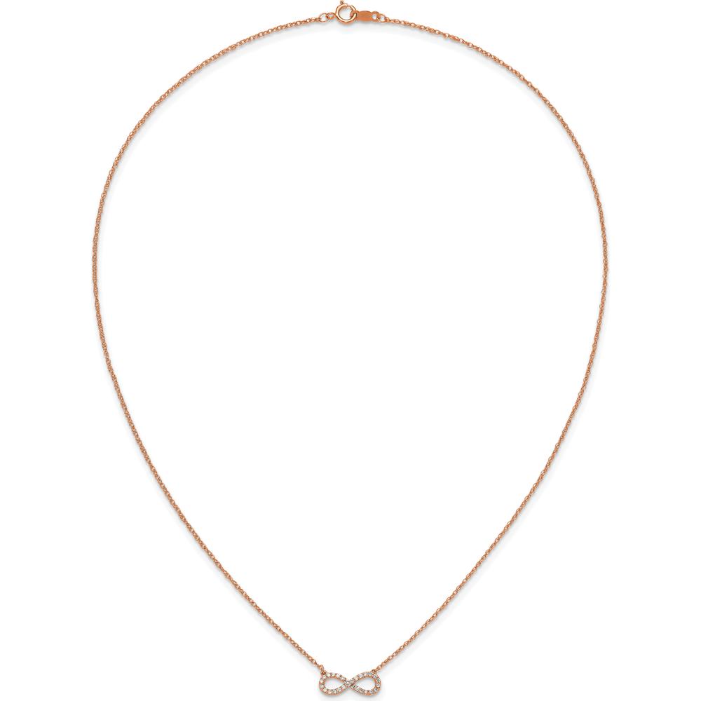 10K Rose Gold Polished Diamond Infinity Symbol Necklace - 0.25 Carat Total Diamond Weight by Oro Pregiato