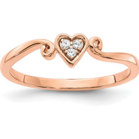 10K Rose Gold Polished Heart Diamond Ring with Brilliant Diamonds - Women's Jewelry by 0