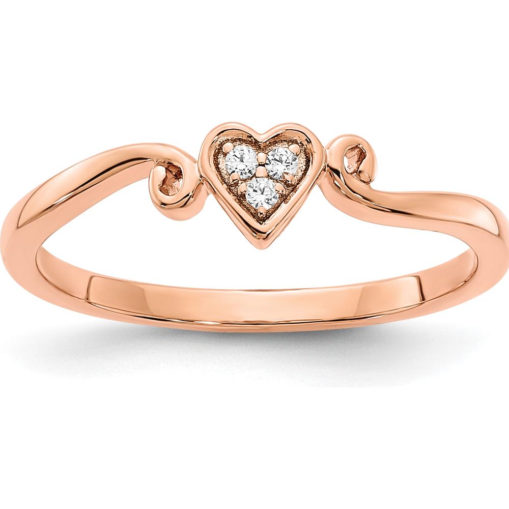 10K Rose Gold Polished Heart Diamond Ring with Brilliant Diamonds - Women's Jewelry by 0