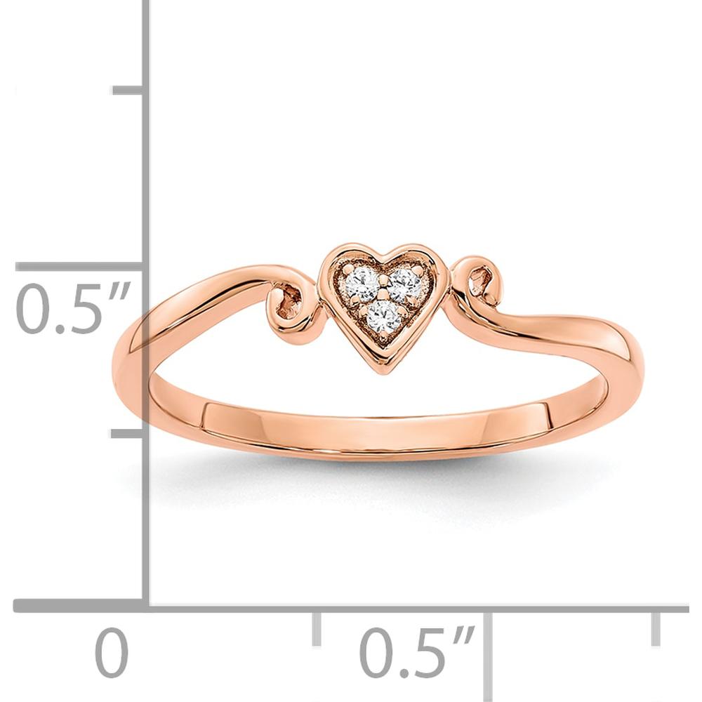 10K Rose Gold Polished Heart Diamond Ring with Brilliant Diamonds - Women's Jewelry by 0