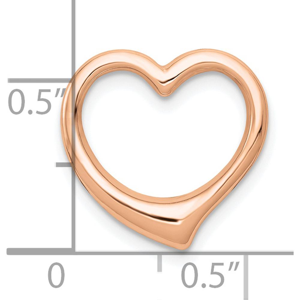 10K Rose Gold Polished Heart Slide Pendant - Large Charm Design