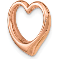 10K Rose Gold Polished Heart Slide Pendant - Large Charm Design