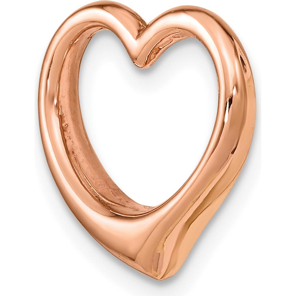10K Rose Gold Polished Heart Slide Pendant - Large Charm Design
