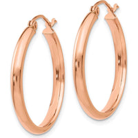 10K Rose Gold Polished Large Hoop Earrings - 25mm Diameter