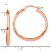10K Rose Gold Polished Large Hoop Earrings - 25mm Diameter