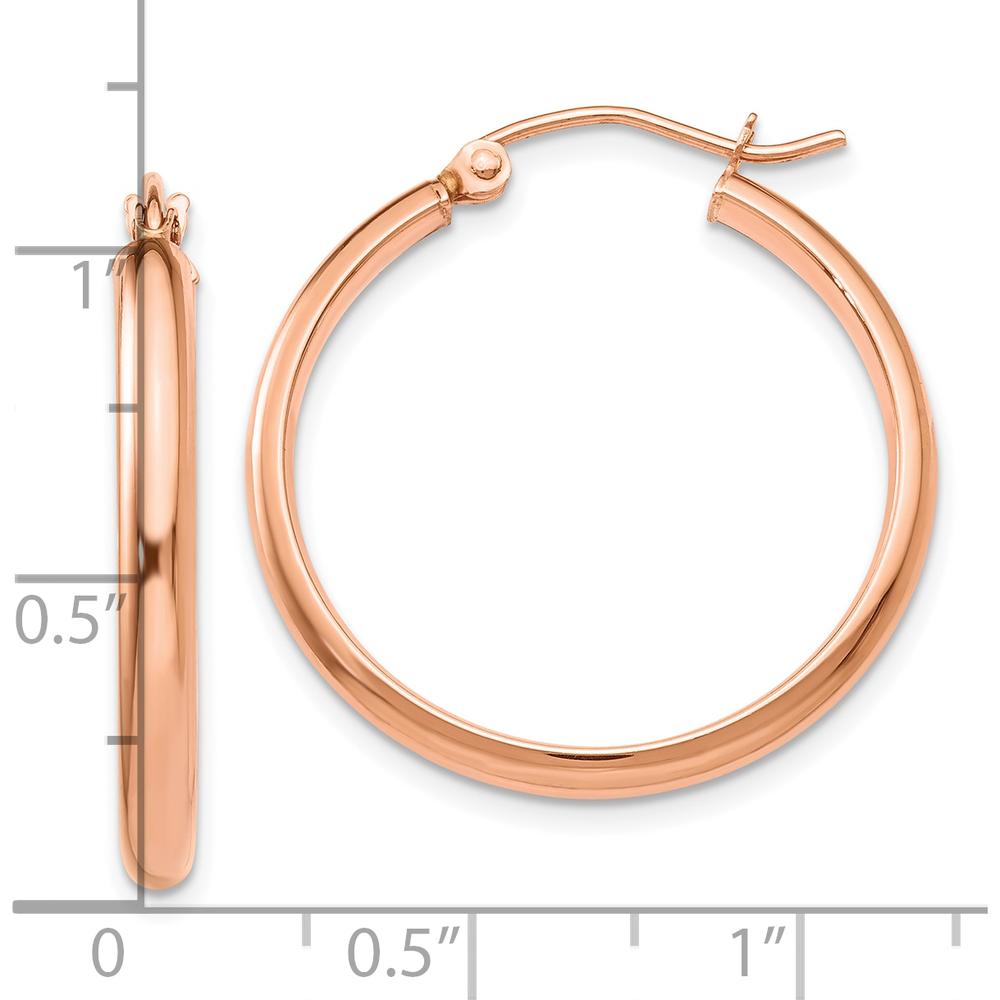 10K Rose Gold Polished Large Hoop Earrings - 25mm Diameter