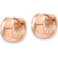 10K Rose Gold Polished Round Hinged Hoop Earrings - Elegant Design for Women