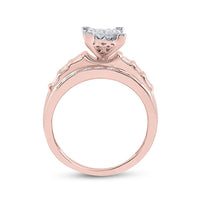 10K Rose Gold Princess Diamond Cluster Bridal Engagement Ring - 1 Carat Total Diamond Weight