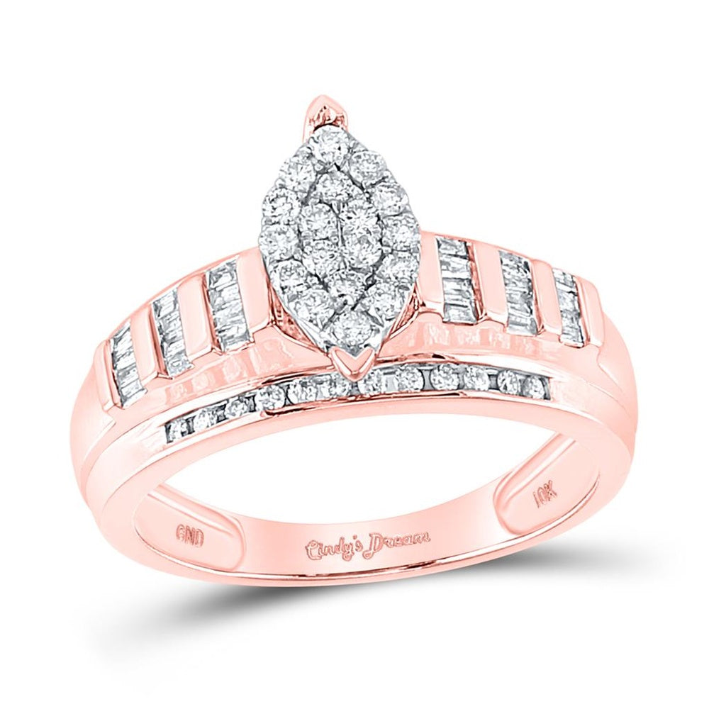 10K Rose Gold Round Diamond Bridal Ring - 1/2 Carat Total Diamond Weight
