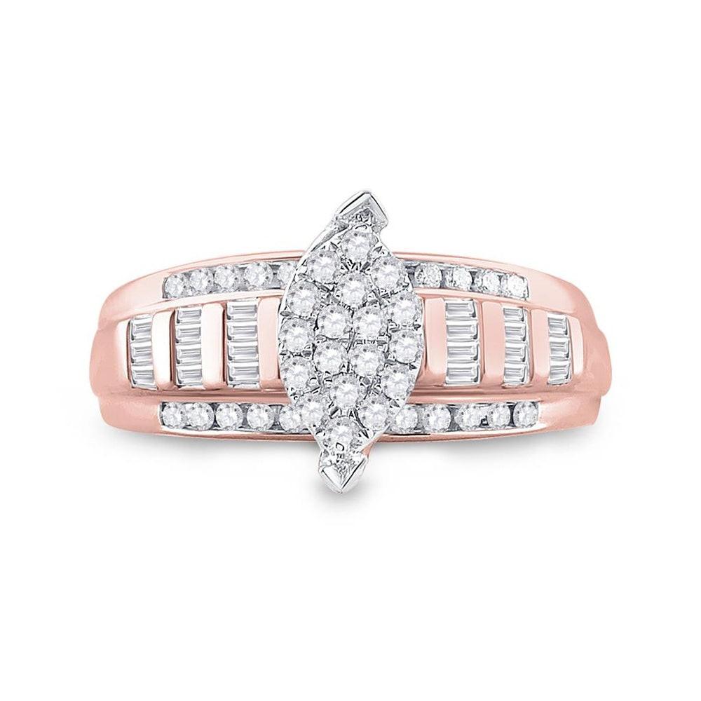 10K Rose Gold Round Diamond Bridal Ring - 1/2 Carat Total Diamond Weight