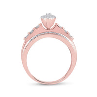 10K Rose Gold Round Diamond Bridal Ring - 1/2 Carat Total Diamond Weight