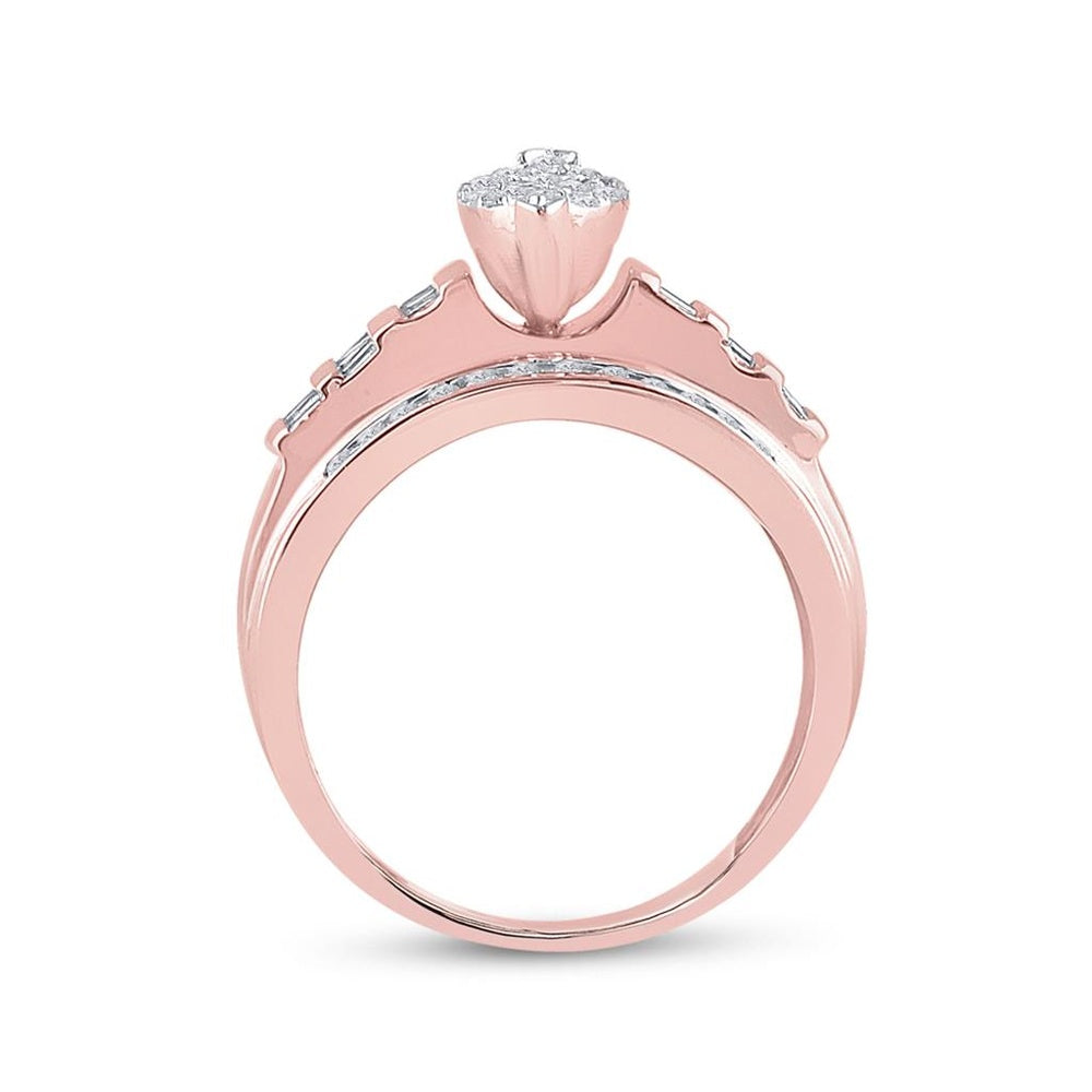10K Rose Gold Round Diamond Bridal Ring - 1/2 Carat Total Diamond Weight