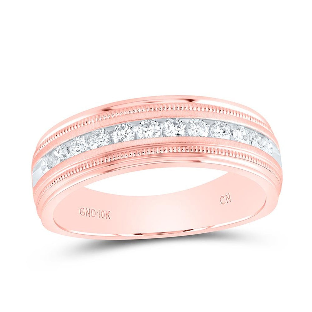 10K Rose Gold Round Diamond Bridal Ring - 1/2 Carat Total Diamond Weight