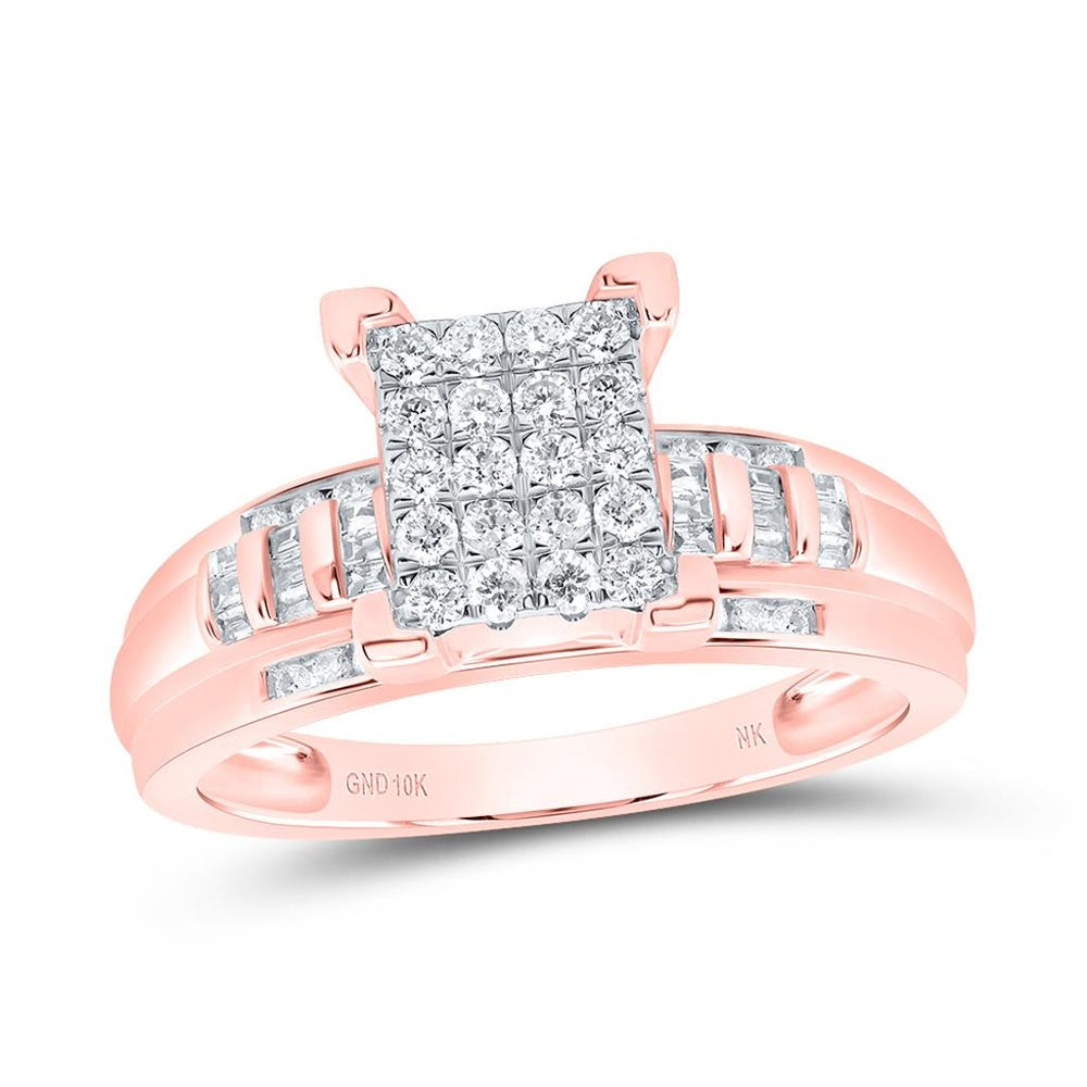10K Rose Gold Round Diamond Bridal Ring - 1/2 Carat Total Diamond Weight