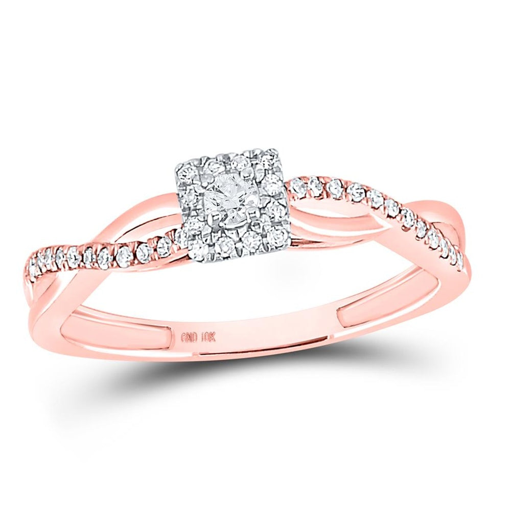 10K Rose Gold Round Diamond Bridal Ring - 1/5 Carat Total Diamond Weight