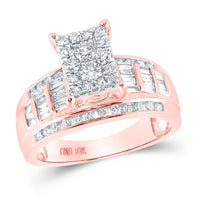 10K Rose Gold Round Diamond Bridal Ring - 7/8 Carat Total Diamond Weight
