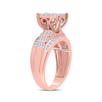10K Rose Gold Round Diamond Bridal Ring - 7/8 Carat Total Diamond Weight