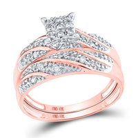10K Rose Gold Round Diamond Bridal Ring Set - 1/3 Carat Total Diamond Weight