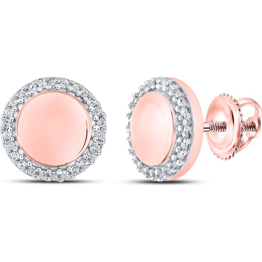 10K Rose Gold Round Diamond Circle Earrings - 1/10 Carat Total Diamond Weight