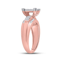10K Rose Gold Round Diamond Cluster Bridal Engagement Ring - 1/2 Carat Total Diamond Weight