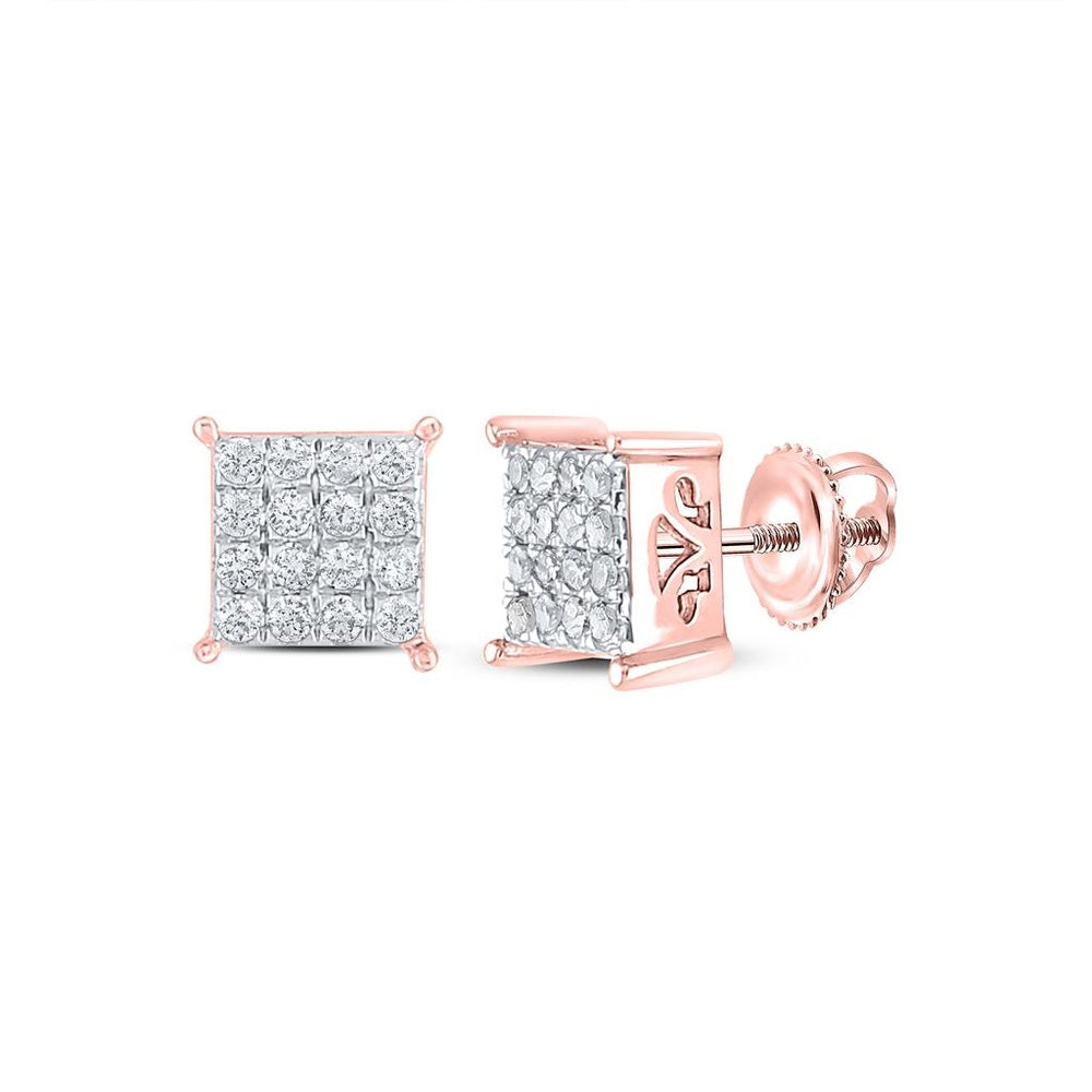 10K Rose Gold Round Diamond Dangle Earrings - 1/4 Carat Total Diamond Weight