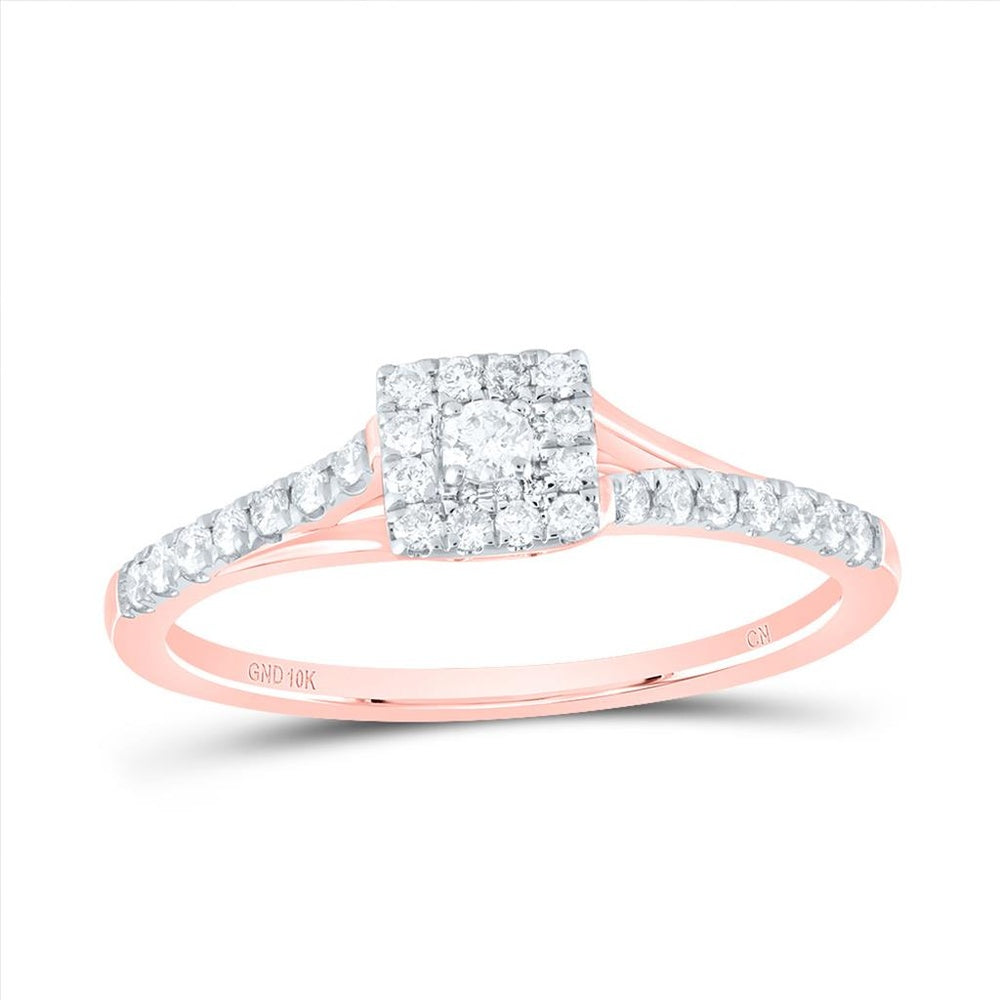 10K Rose Gold Round Diamond Ring - 1/4 Carat Total Diamond Weight