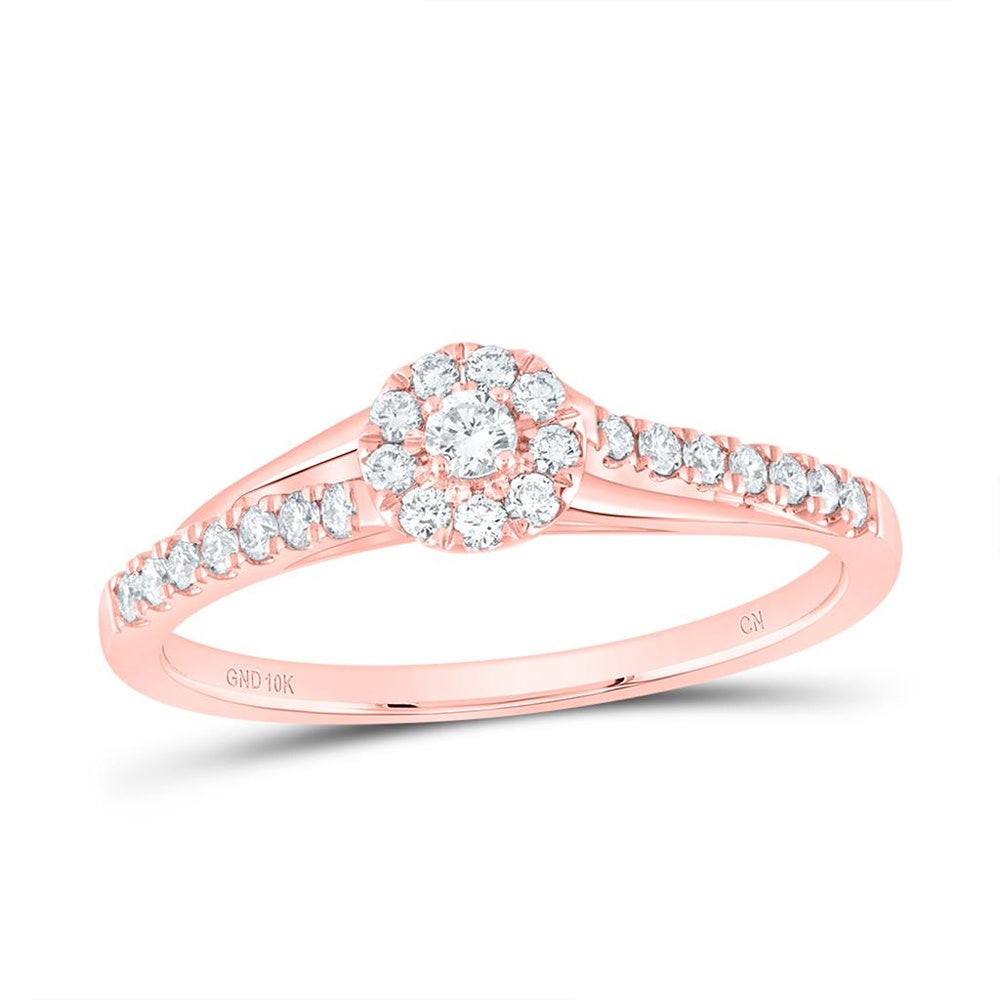10K Rose Gold Round Diamond Ring - 1/4 Carat Total Diamond Weight