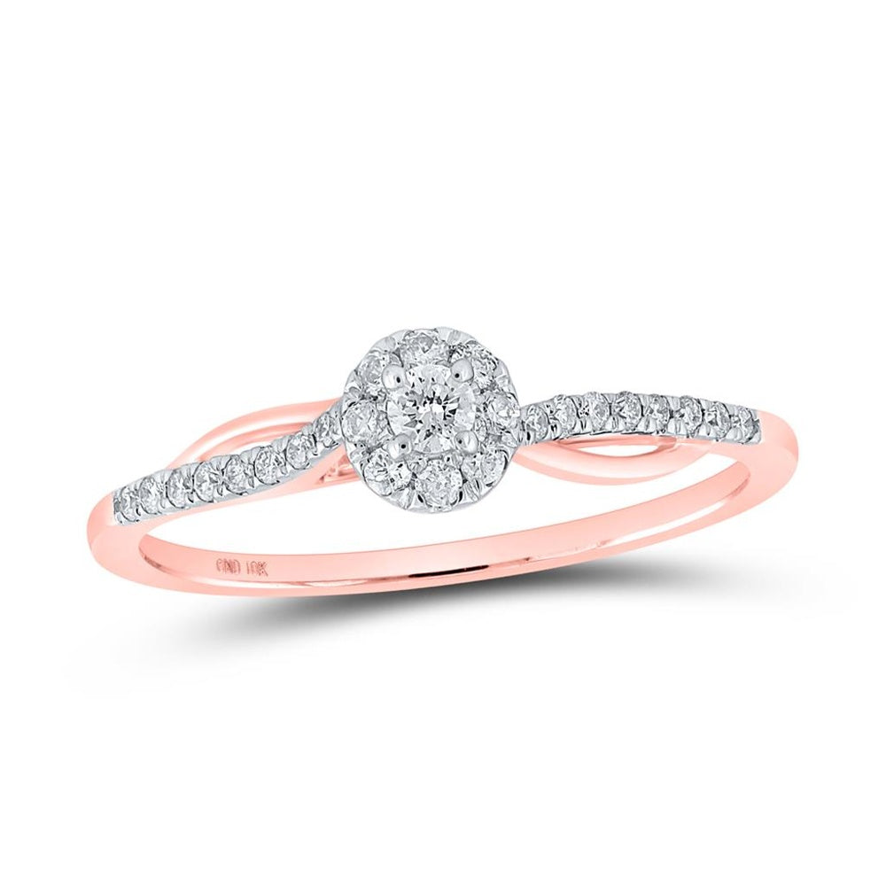 10K Rose Gold Round Diamond Ring - 1/5 Carat Total Diamond Weight