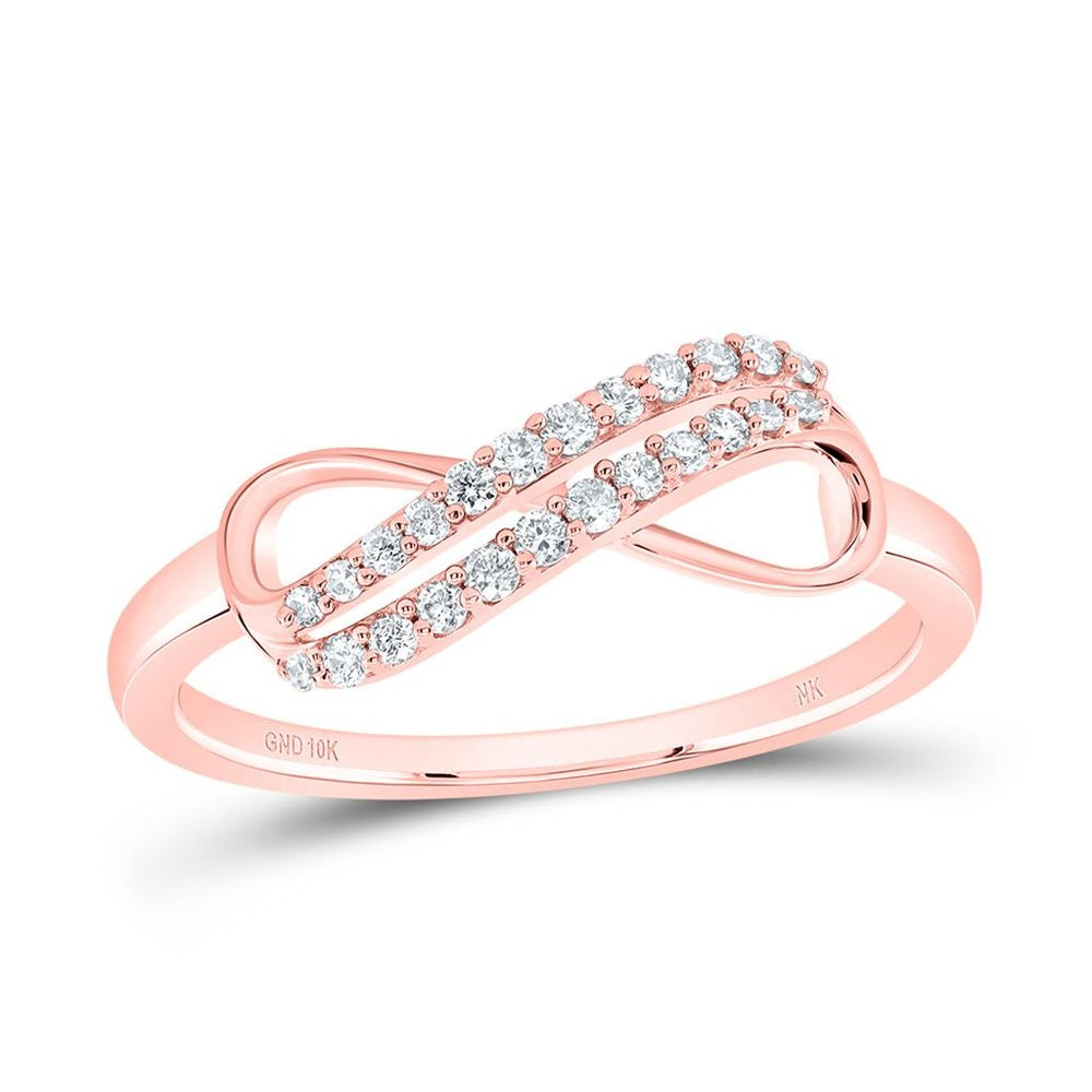 10K Rose Gold Round Diamond Ring - 1/7 Carat Total Diamond Weight