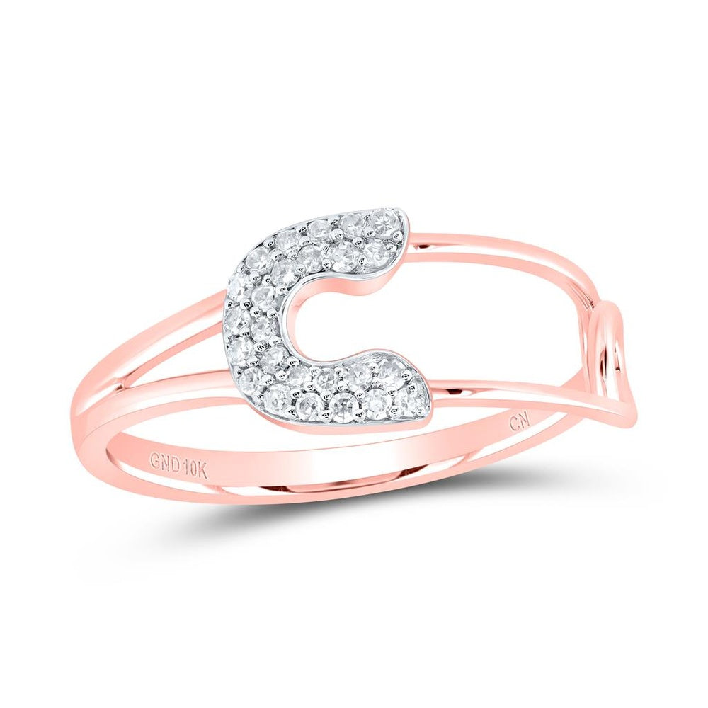 10K Rose Gold Round Diamond Ring - 1/8 Carat Total Diamond Weight