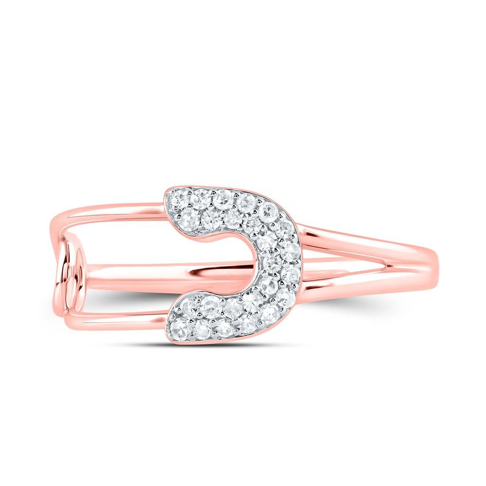 10K Rose Gold Round Diamond Ring - 1/8 Carat Total Diamond Weight