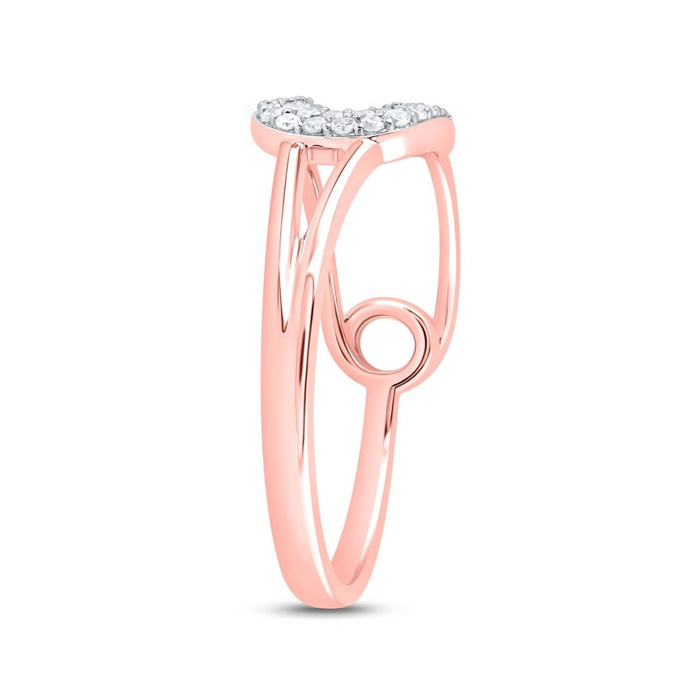 10K Rose Gold Round Diamond Ring - 1/8 Carat Total Diamond Weight