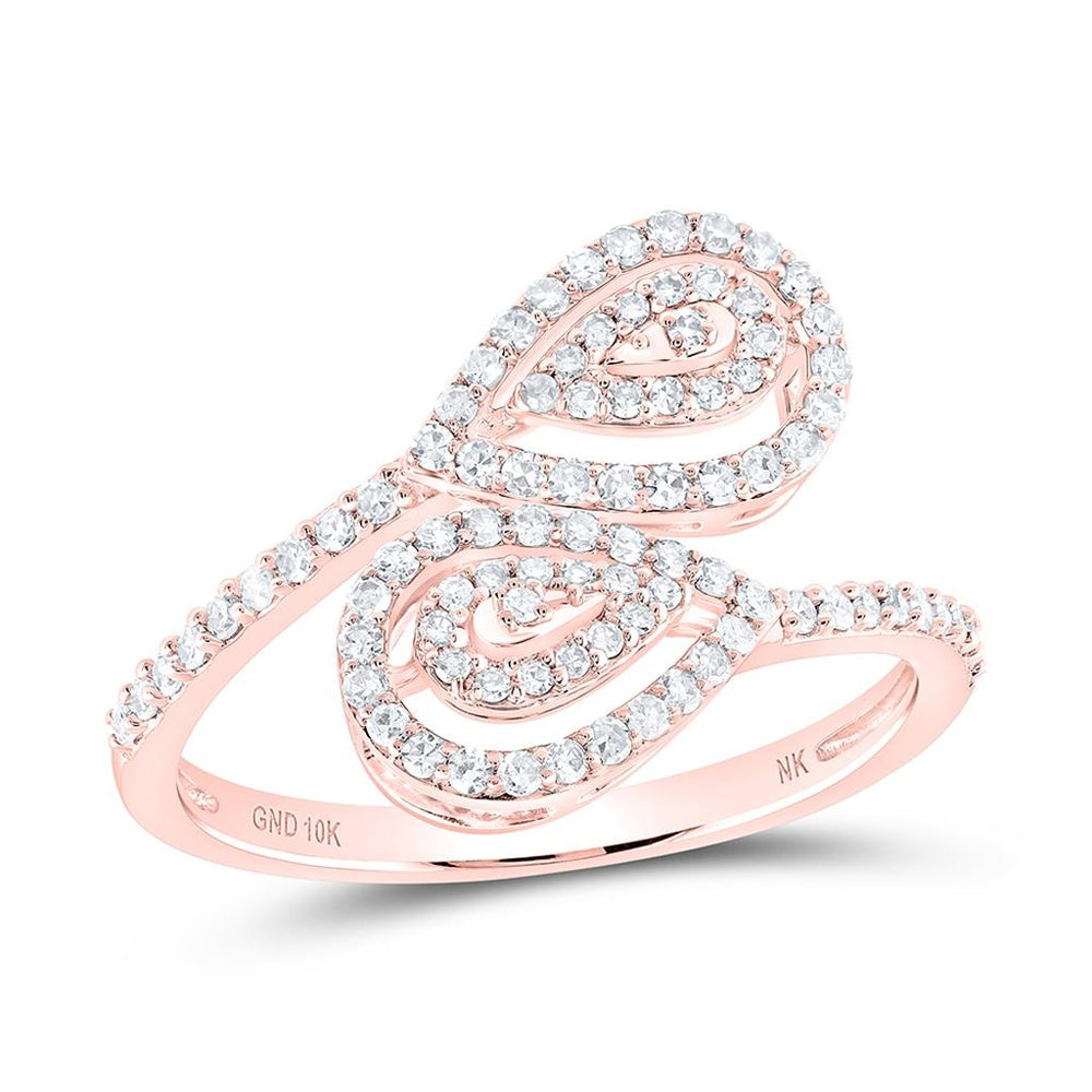 10K Rose Gold Round Diamond Ring - 3/8 Carat Total Diamond Weight
