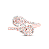 10K Rose Gold Round Diamond Ring - 3/8 Carat Total Diamond Weight