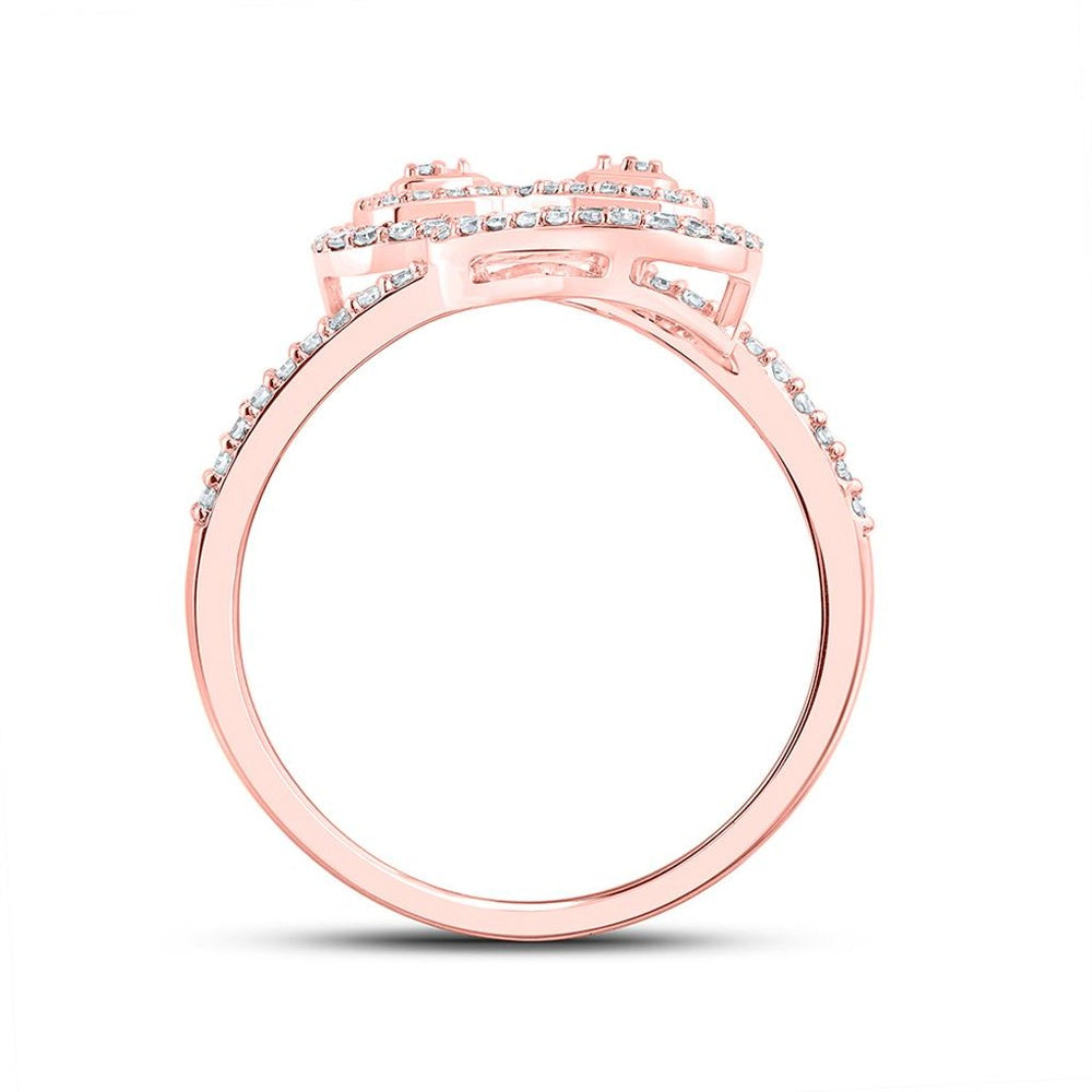 10K Rose Gold Round Diamond Ring - 3/8 Carat Total Diamond Weight