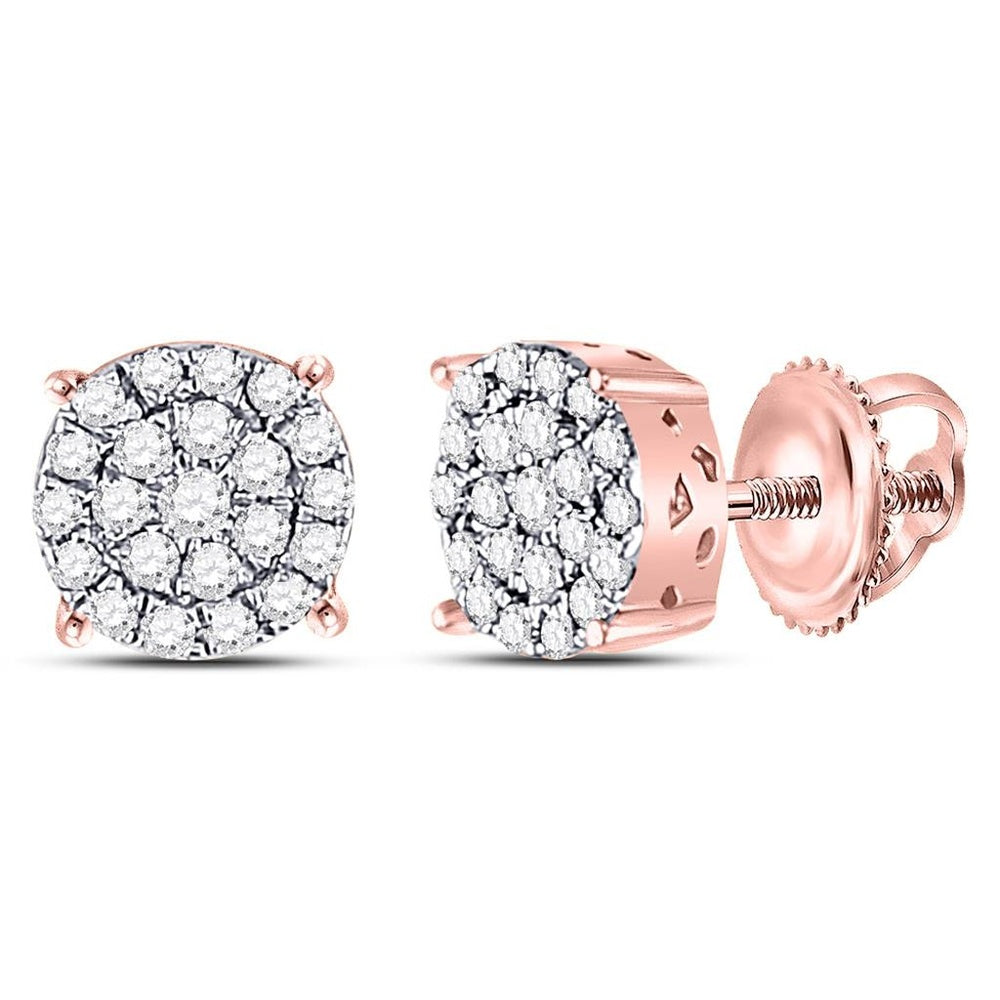 10K Rose Gold Round Diamond Stud Earrings - 1/4 Carat Total Diamond Weight