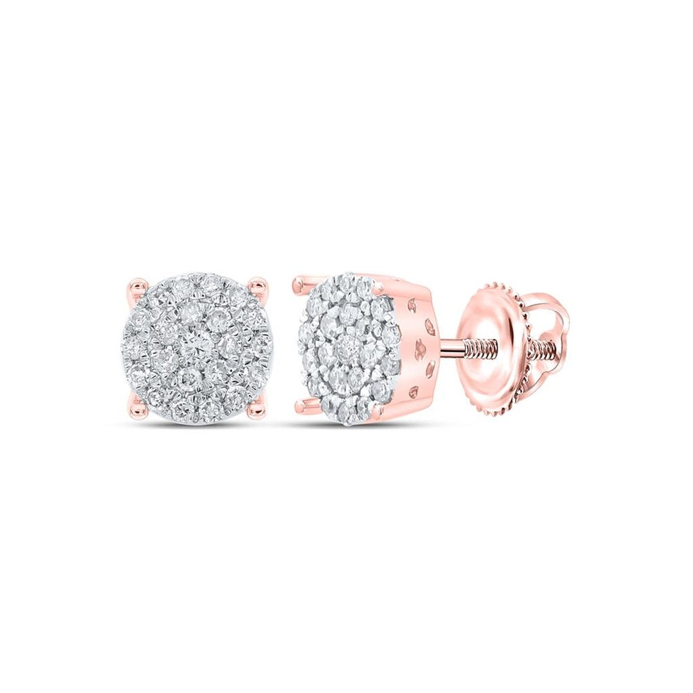 10K Rose Gold Round Diamond Stud Earrings - 1/4 Carat Total Diamond Weight