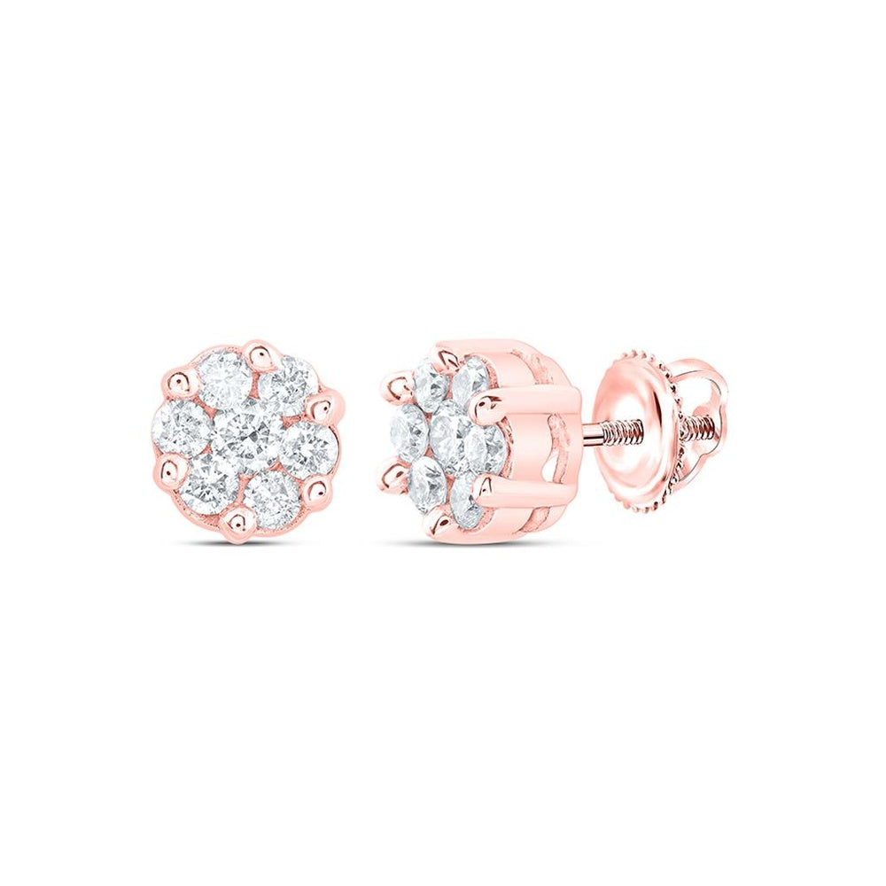 10K Rose Gold Round Diamond Stud Earrings - 1/4 Carat Total Diamond Weight