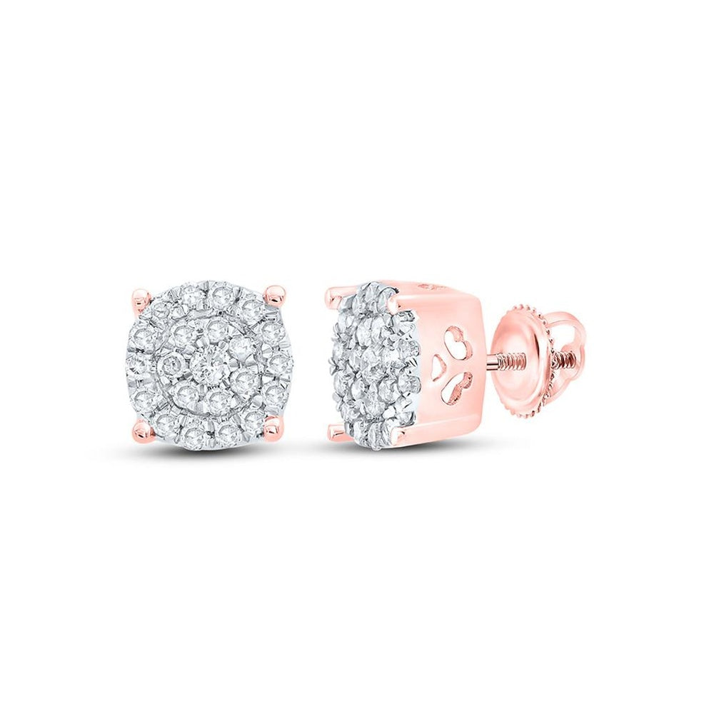 10K Rose Gold Round Diamond Stud Earrings - 1/8 Carat Total Diamond Weight
