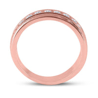 10K Rose Gold Round Diamond Wedding Single Row Band Ring - 1 Carat Total Diamond Weight