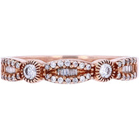 10K Rose Gold Scalloped Band with Round Diamonds and Milgrain Detailing - 0.25 Carats Total Diamond Weight