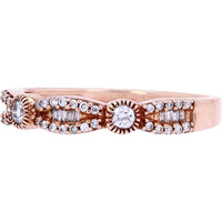 10K Rose Gold Scalloped Band with Round Diamonds and Milgrain Detailing - 0.25 Carats Total Diamond Weight