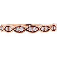 10K Rose Gold Scalloped Diamond Band with Milgrain Detailing - 0.10 Carats Total Diamond Weight