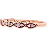 10K Rose Gold Scalloped Diamond Band with Milgrain Detailing - 0.10 Carats Total Diamond Weight