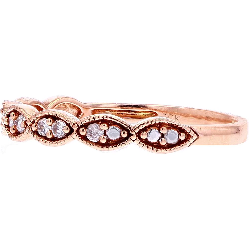 10K Rose Gold Scalloped Diamond Band with Milgrain Detailing - 0.10 Carats Total Diamond Weight